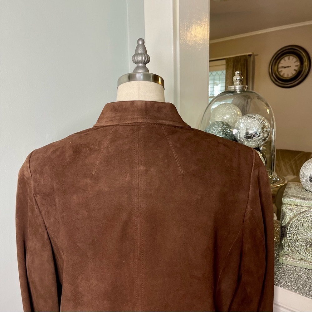 Talbots Brown Suede Leather Bomber Jacket Coat Women’s Size 14 - Picture 7 of 15